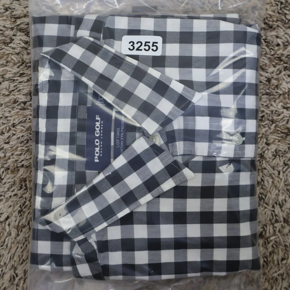 Vintage‎ Polo Golf Ralph Lauren Gingham Check Button Down XXL Preppy Black White